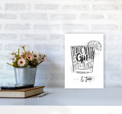 Gin And Tonic Modern Print, Framed Kitchen Wall Art A4 Black Frame