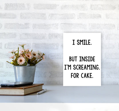 Screaming For Cake Modern Print, Framed Kitchen Wall Art A4 Black Frame