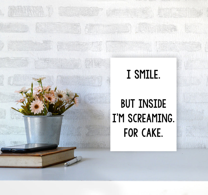 Screaming For Cake Modern Print, Framed Kitchen Wall Art A4 Black Frame