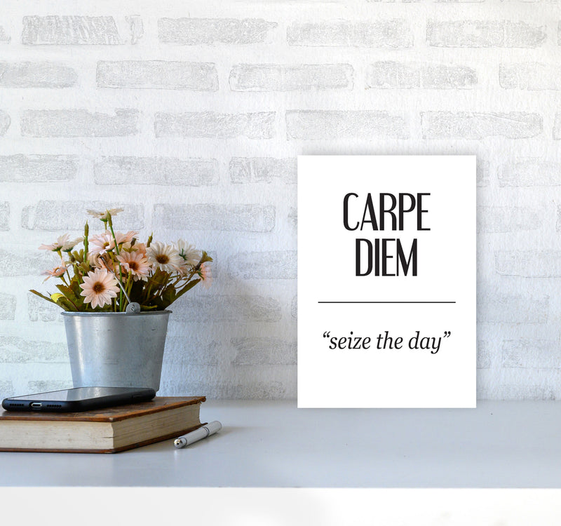 Carpe Diem Framed Typography Wall Art Print A4 Black Frame