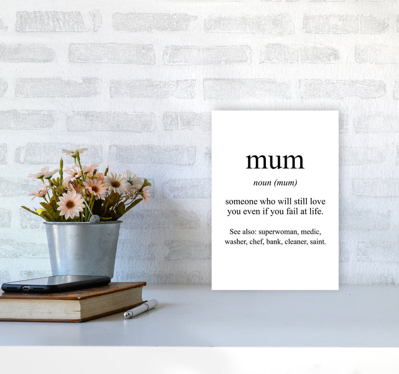 Mum Framed Typography Wall Art Print A4 Black Frame