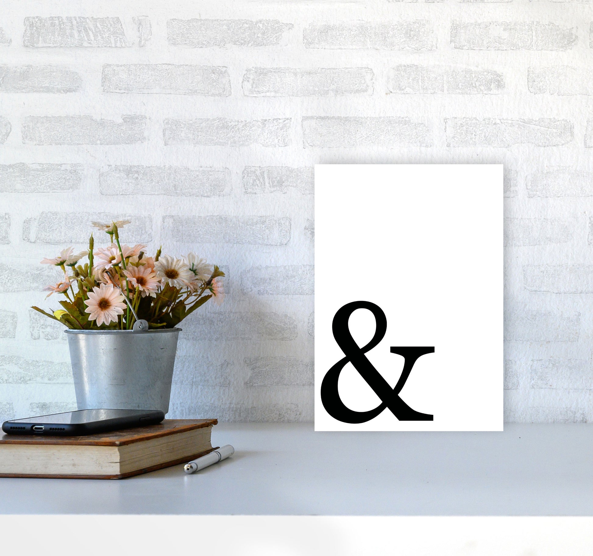 Ampersand Framed Typography Wall Art Print A4 Black Frame