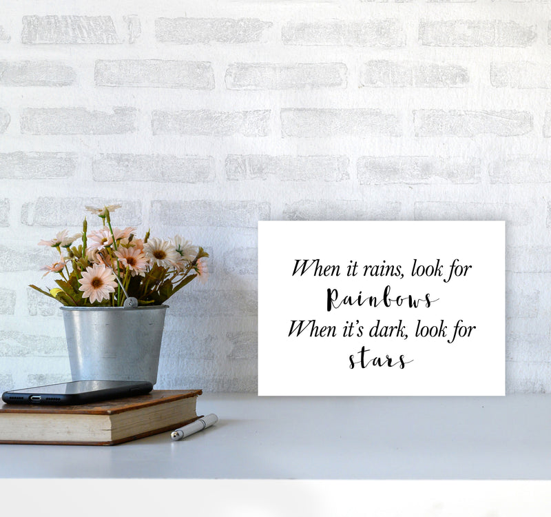 When It Rains Look For Rainbows Modern Print A4 Black Frame