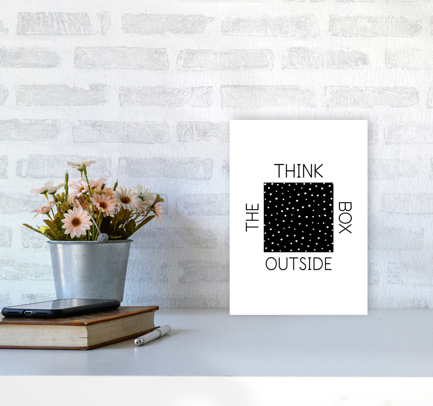 Think Outside The Box Modern Print A4 Black Frame