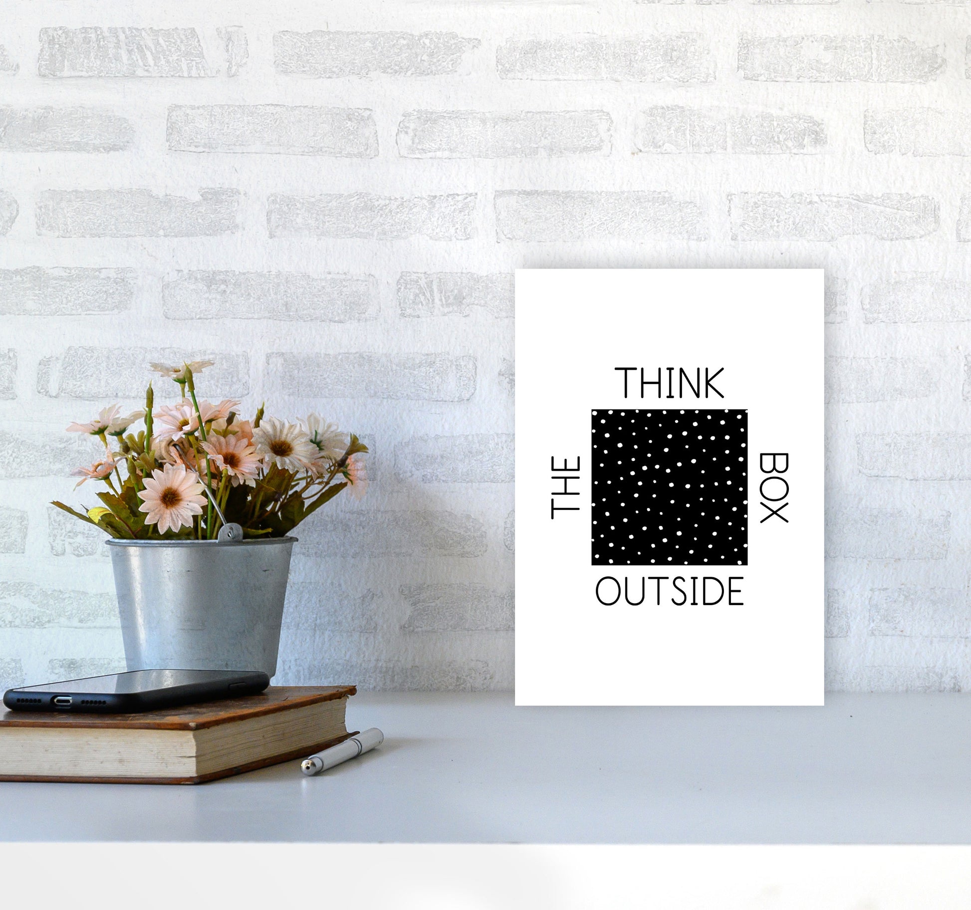 Think Outside The Box Modern Print A4 Black Frame