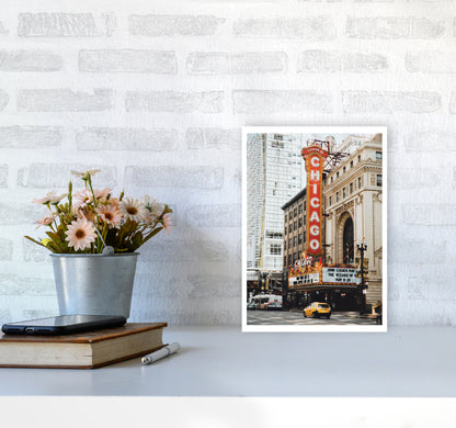 Retro Chicago Theatre Modern Print A4 Black Frame