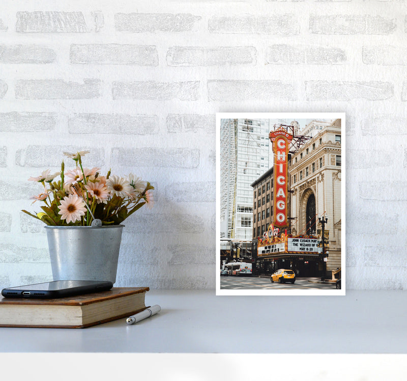 Retro Chicago Theatre Modern Print A4 Black Frame