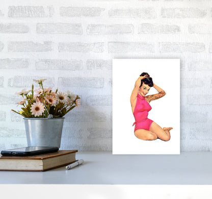 Retro Pin Up Girl Modern Print A4 Black Frame