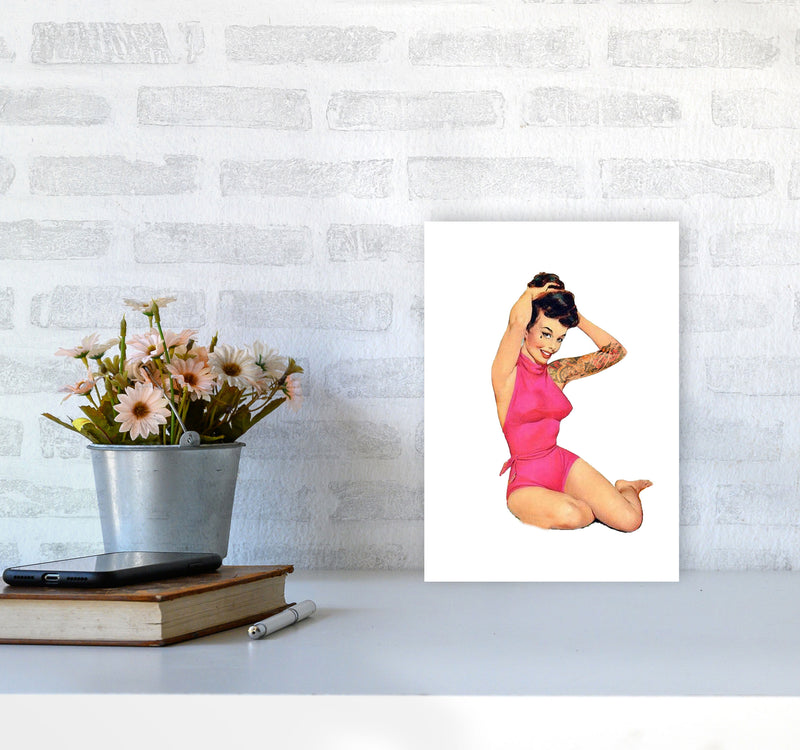 Retro Pin Up Girl Modern Print A4 Black Frame