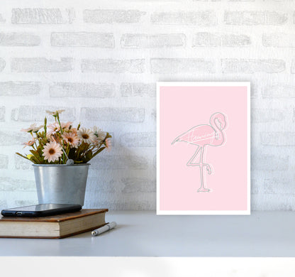 Pink Flamingo Modern Print Animal Art Print A4 Black Frame