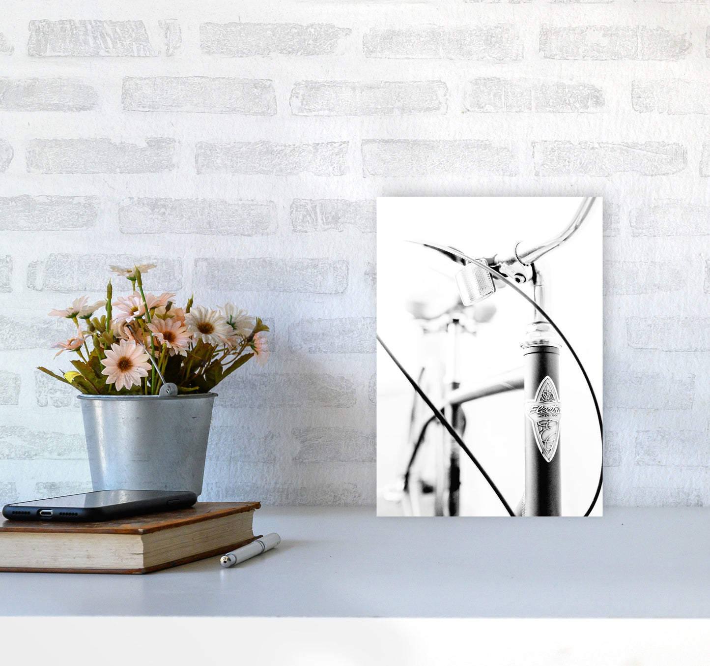 Retro Bike Frame Modern Print A4 Black Frame