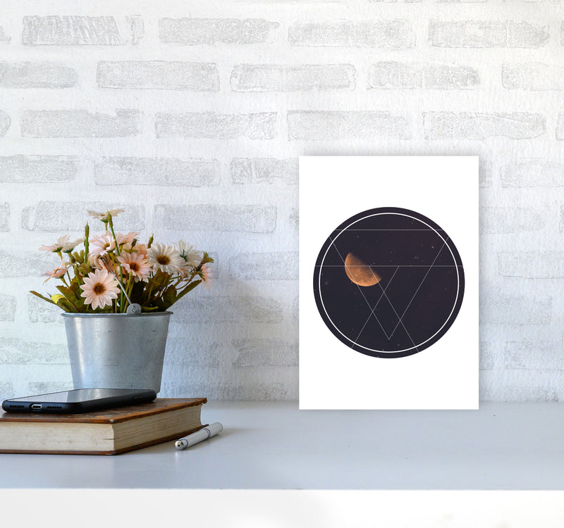 Black Moon Circle Modern Print A4 Black Frame