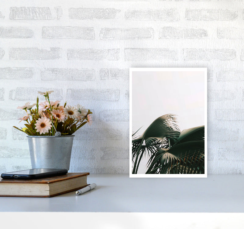 Bushy Palm Leaves Modern Print, Framed Botanical & Nature Art Print A4 Black Frame