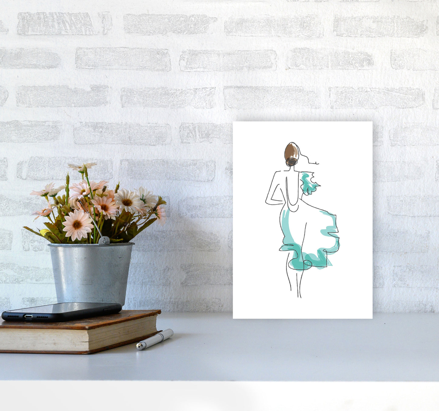 Fashion Line Drawing Modern Print A4 Black Frame