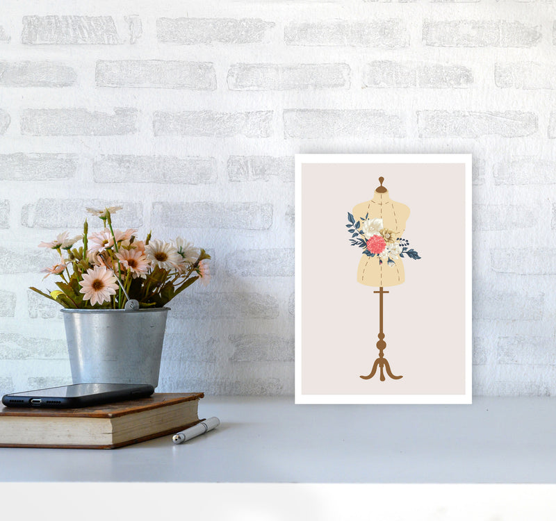 Floral Manikin Modern Print A4 Black Frame