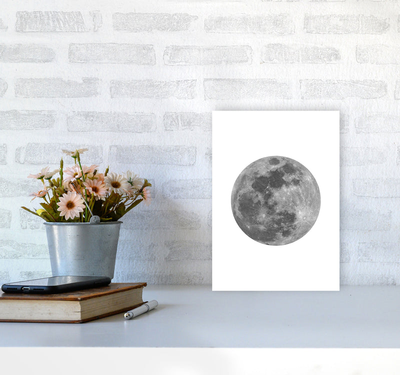 Grey Moon Modern Print A4 Black Frame