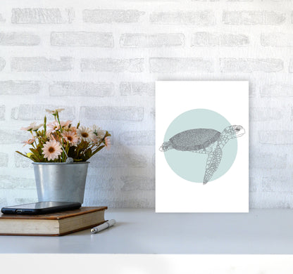 Marine Animals Turtle Modern Print Animal Art Print A4 Black Frame