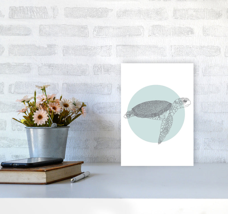 Marine Animals Turtle Modern Print Animal Art Print A4 Black Frame