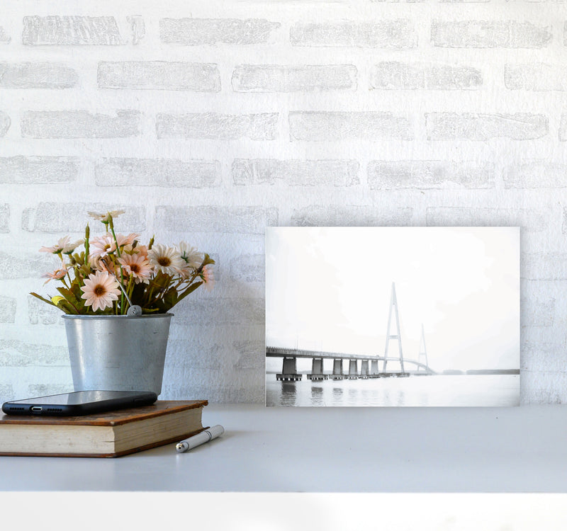 Minimal Grey Bridge Modern Print A4 Black Frame
