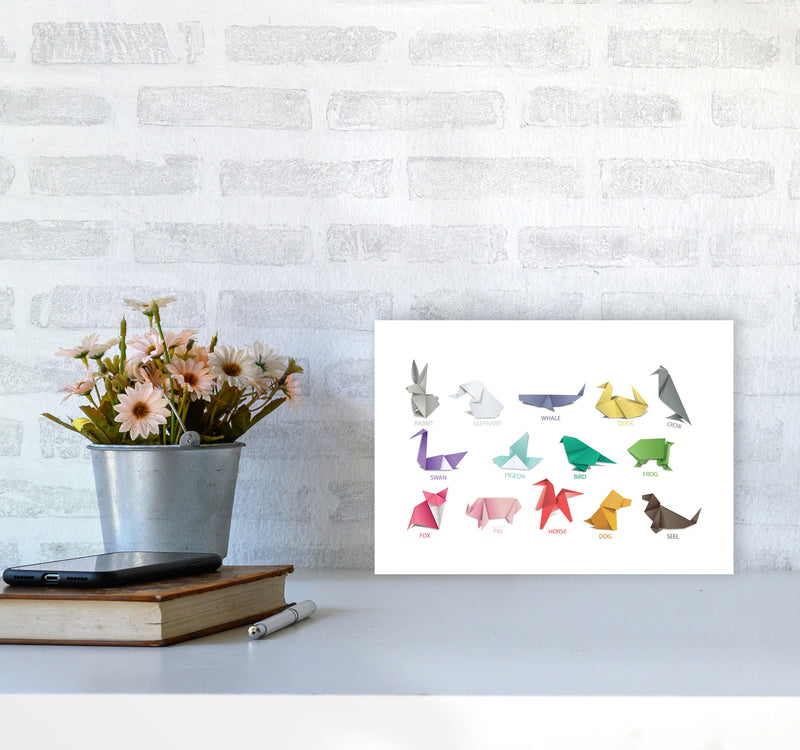 Origami Animals Modern Print A4 Black Frame