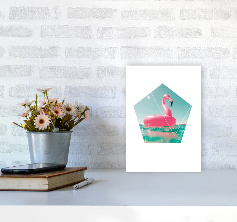 Pink Flamingo Inflatable Modern Print A4 Black Frame