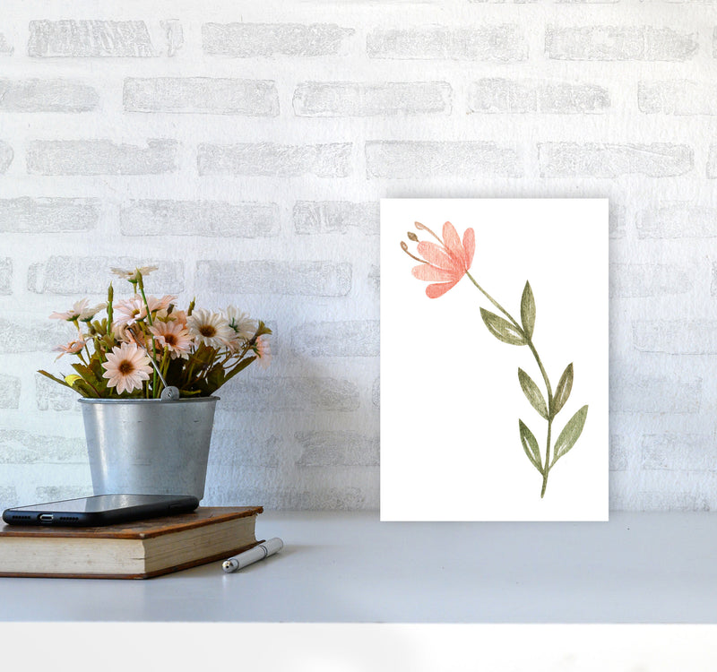 Pink Watercolour Flower 2 Modern Print A4 Black Frame