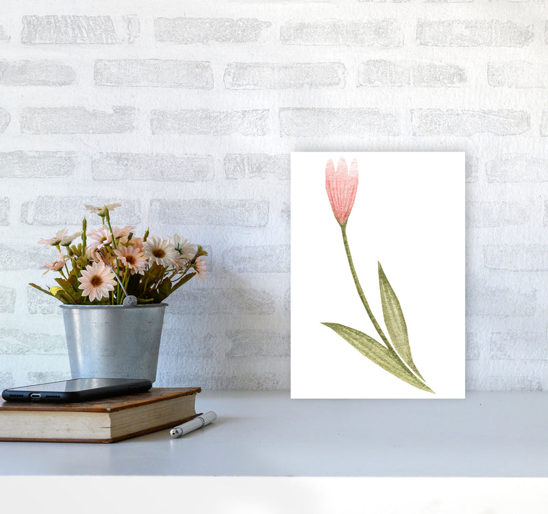 Pink Watercolour Flower 3 Modern Print A4 Black Frame