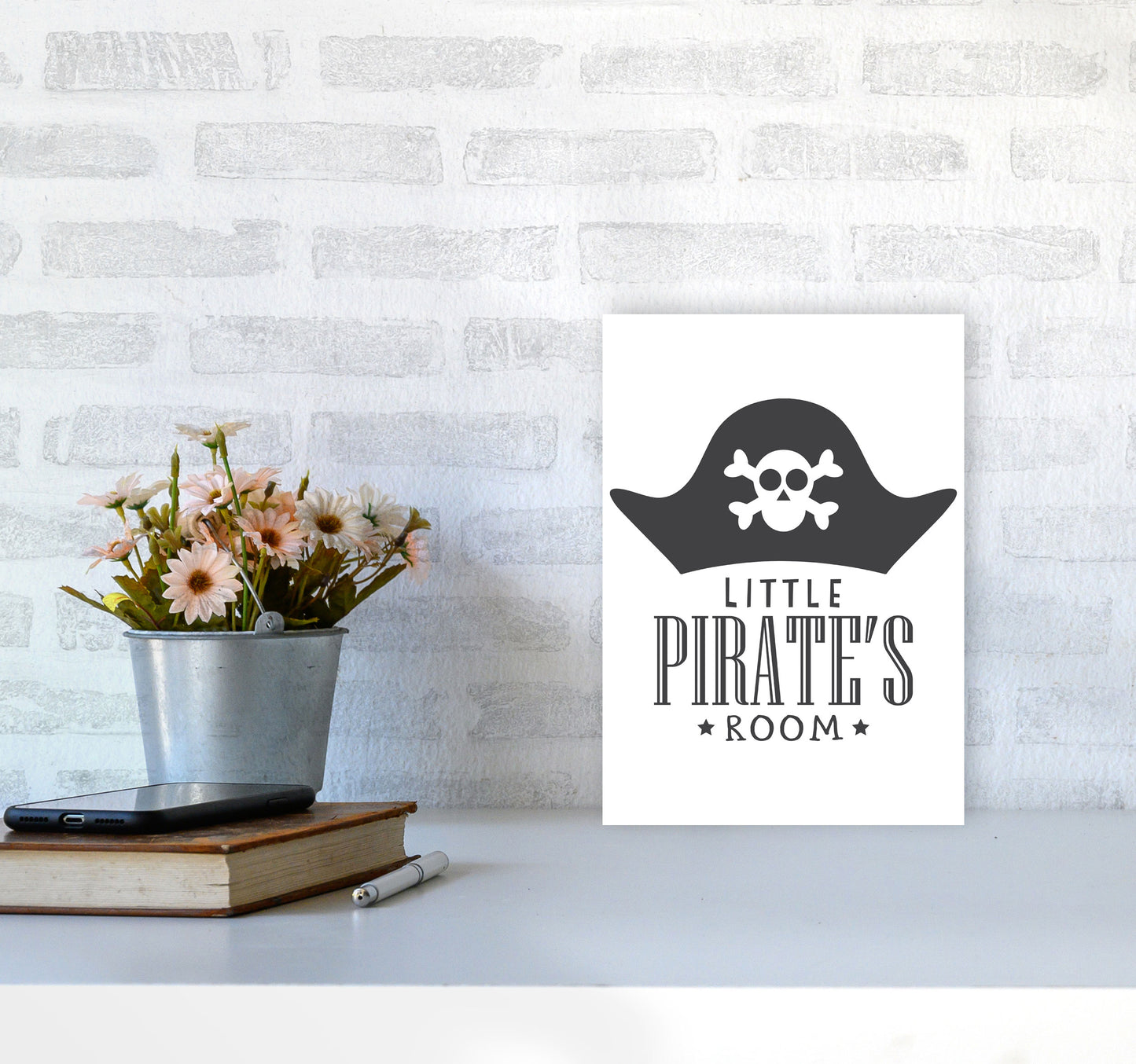 Little Pirates Room Framed Nursey Wall Art Print A4 Black Frame