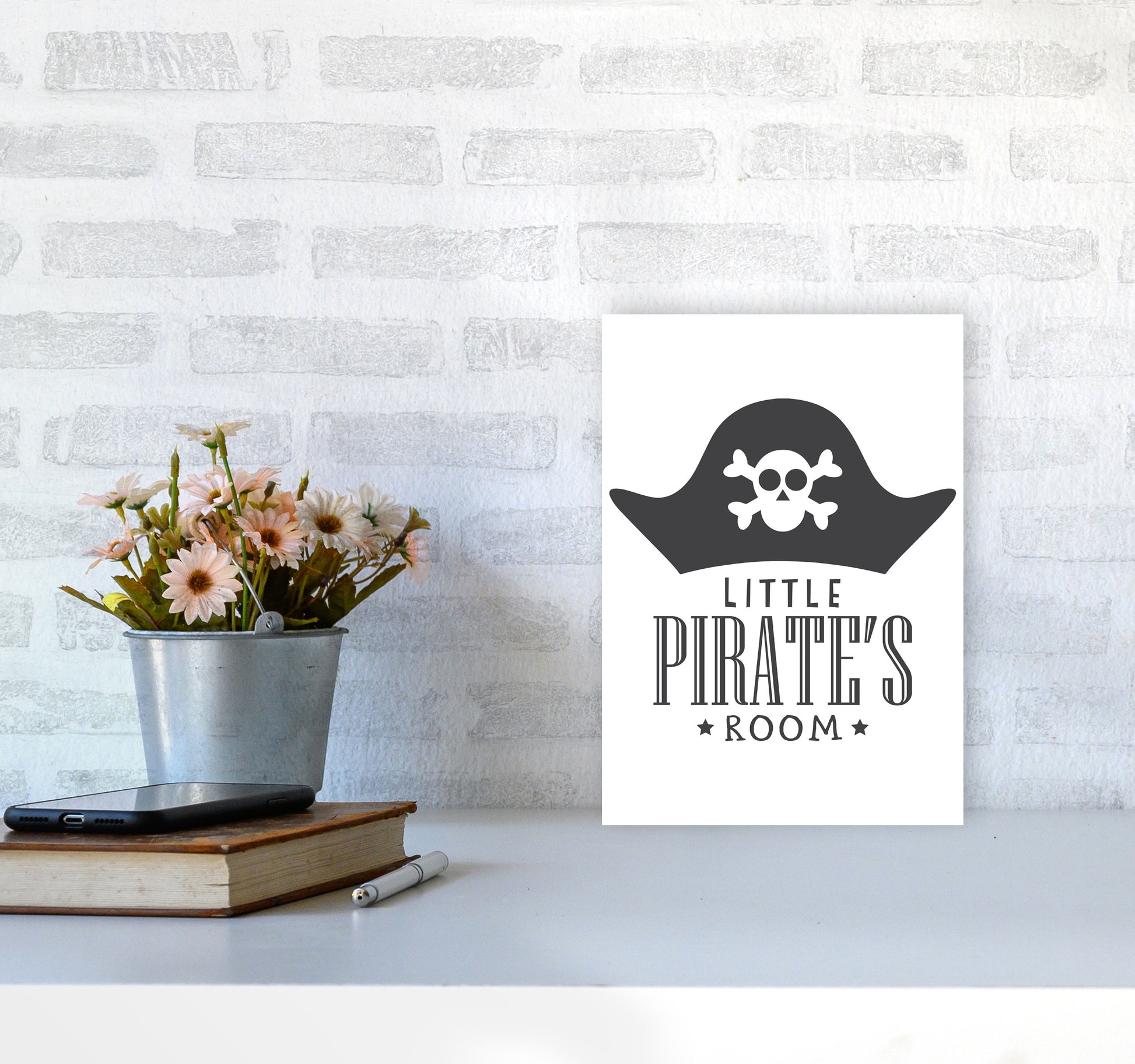 Little Pirates Room Framed Nursey Wall Art Print A4 Black Frame