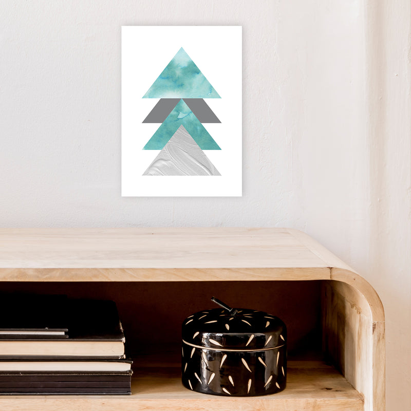 Marble Teal And Silver 2 Art Print by Pixy Paper A4 Black Frame