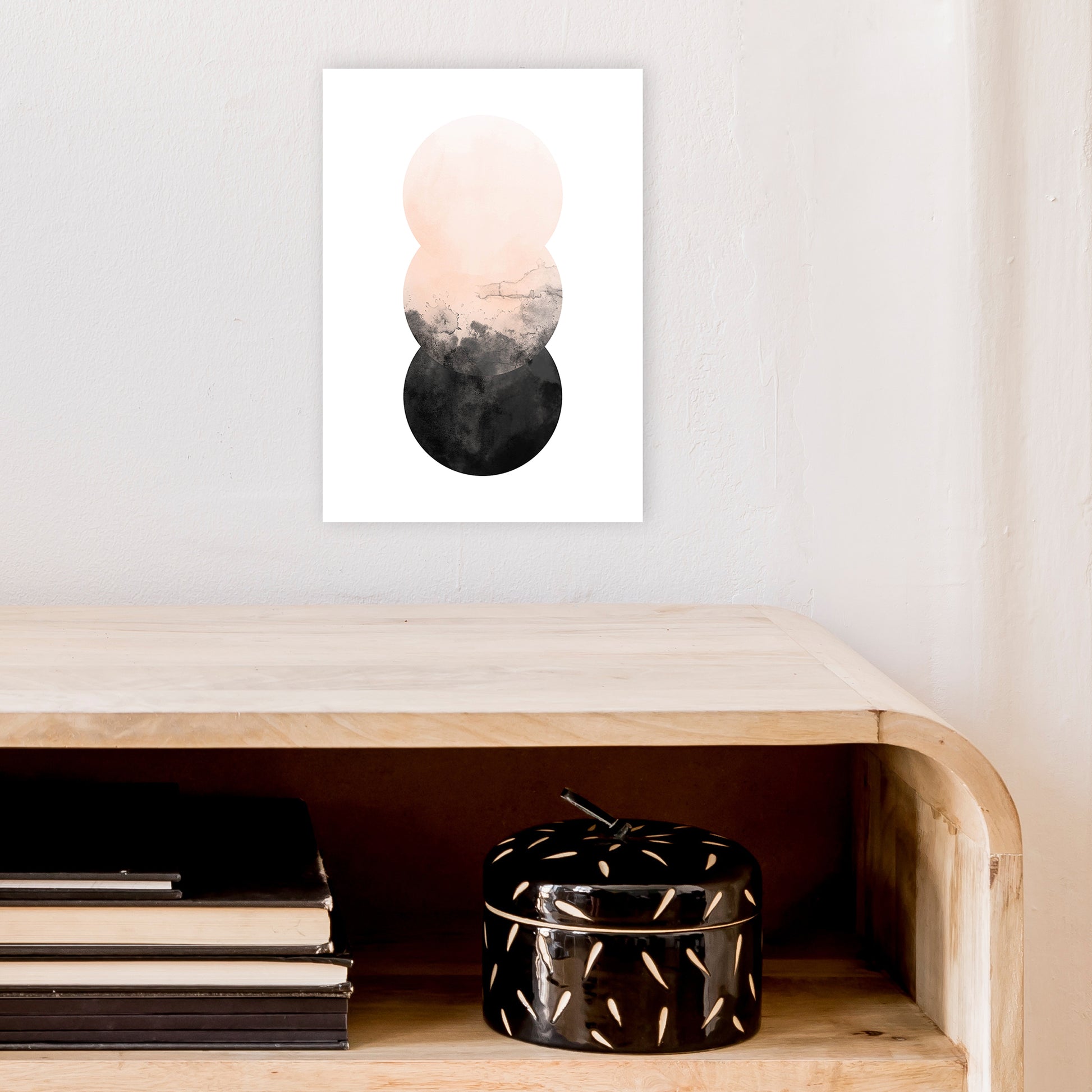 Nude And Black Watercolour 5 Art Print by Pixy Paper A4 Black Frame
