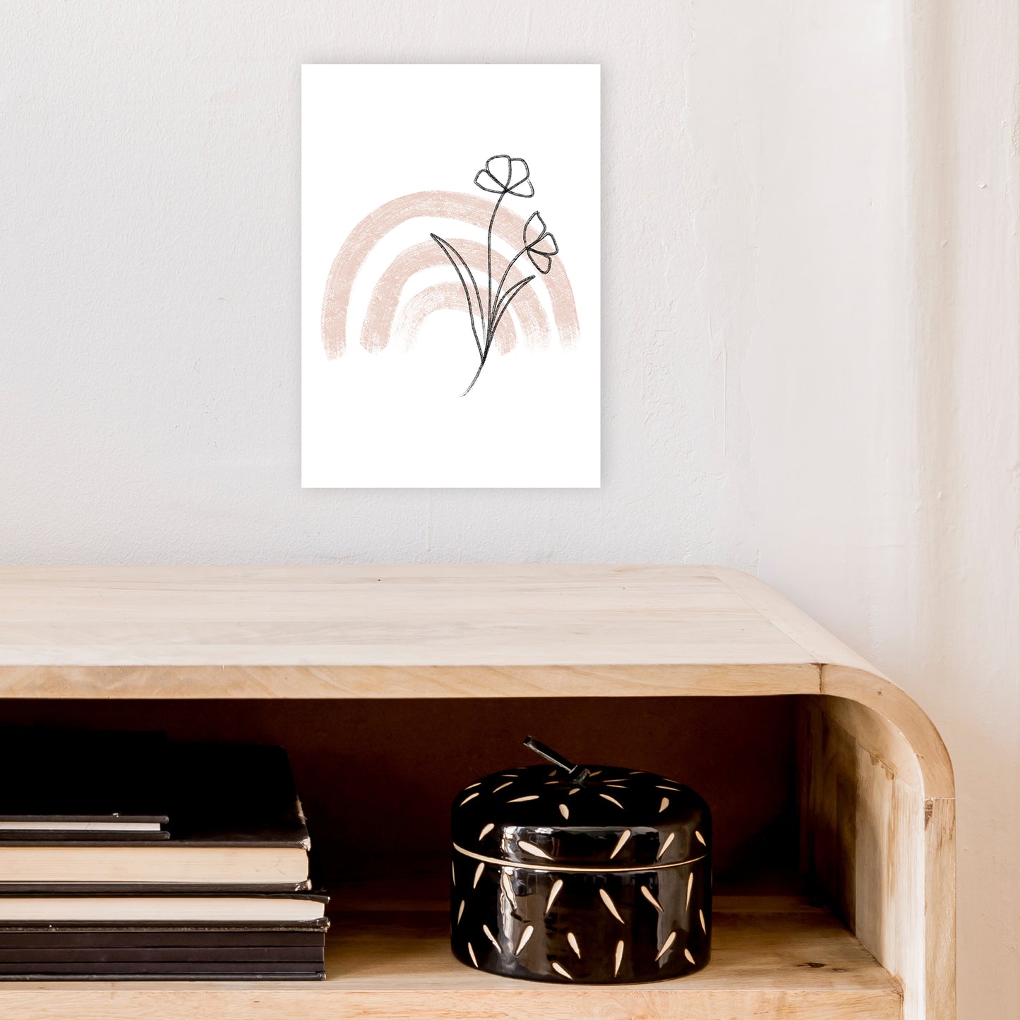 Dalia Chalk Pink Rainbow  Art Print by Pixy Paper A4 Black Frame
