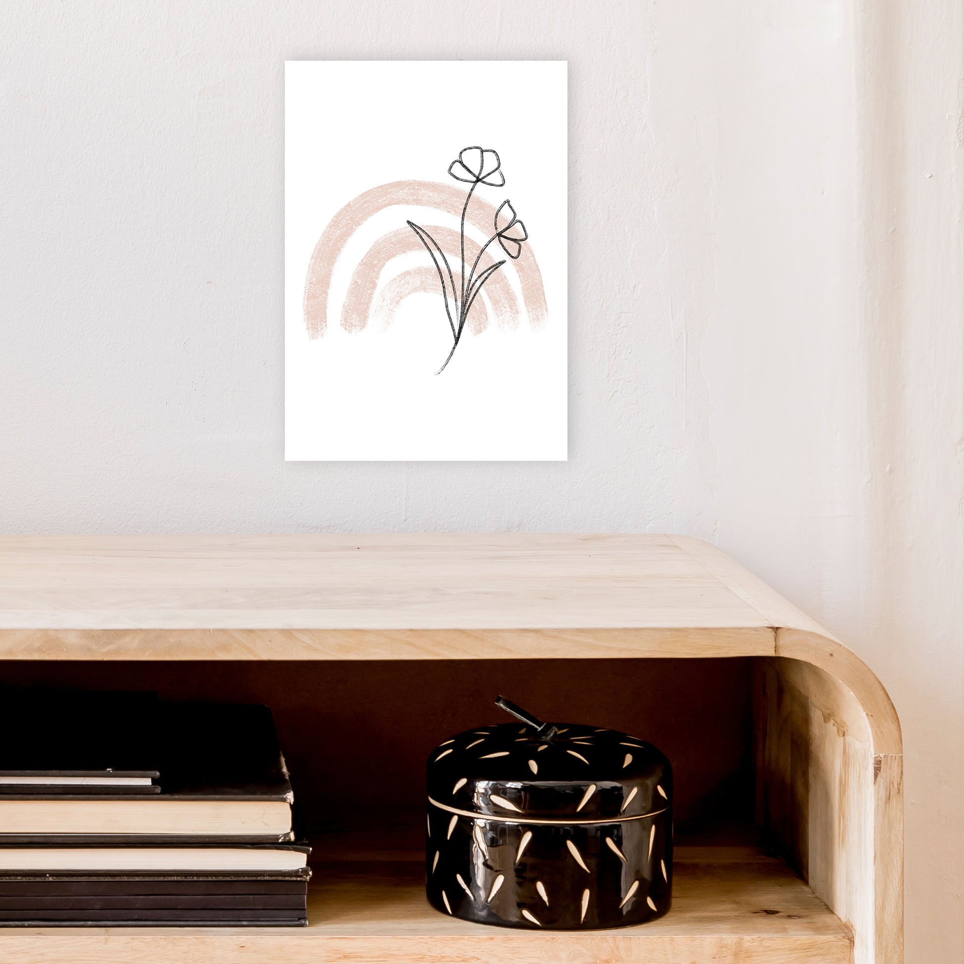 Dalia Chalk Pink Rainbow  Art Print by Pixy Paper A4 Black Frame