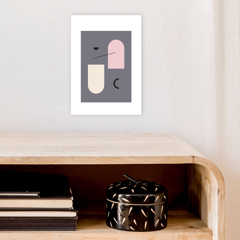 Mila Abstract Pink N5  Art Print by Pixy Paper A4 Black Frame