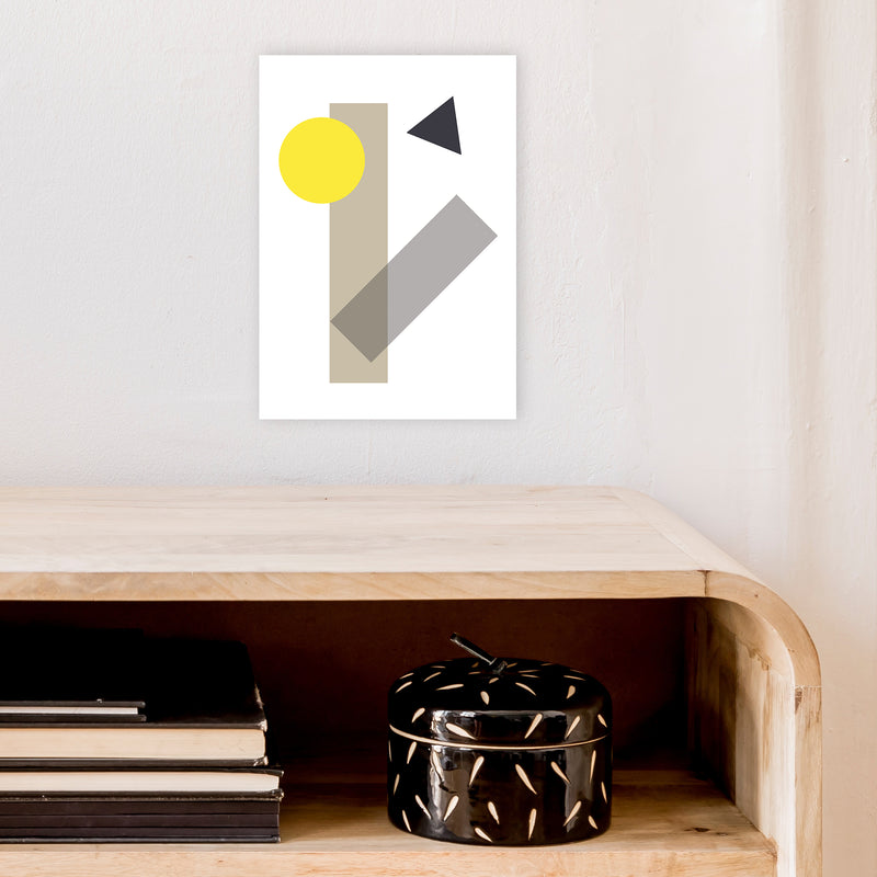 Random Geo Yellow  Art Print by Pixy Paper A4 Black Frame