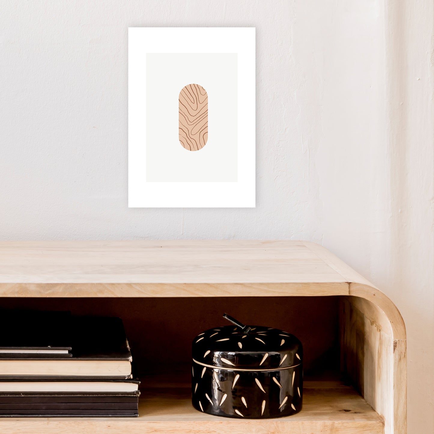 Mila Leaf Pink N2  Art Print by Pixy Paper A4 Black Frame