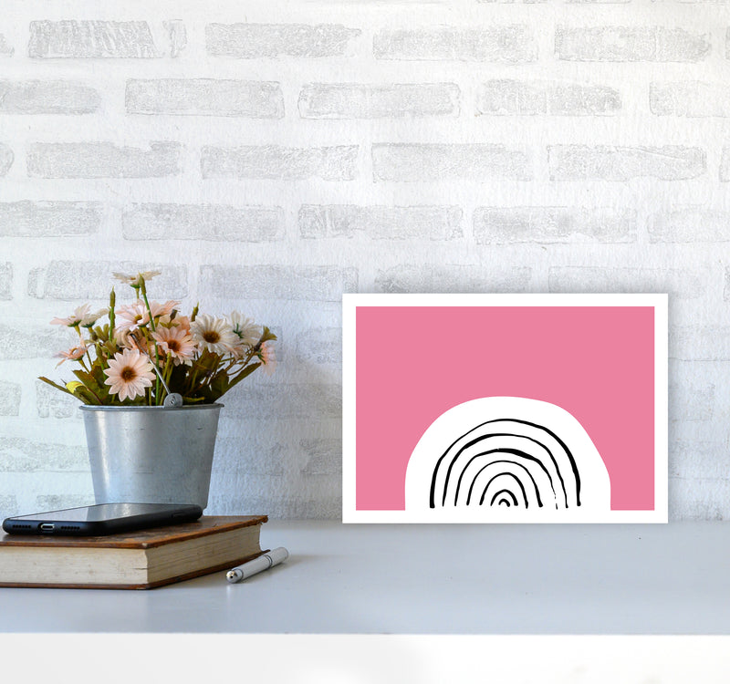 Pink Rainbow Neon Funk  Art Print by Pixy Paper A4 Black Frame