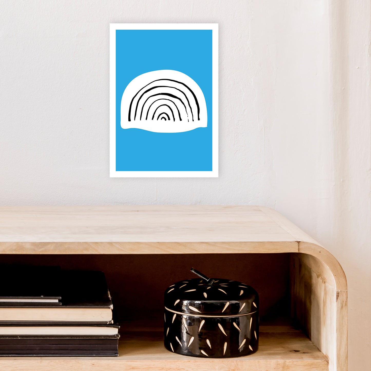 Blue Rainbow Neon Funk  Art Print by Pixy Paper A4 Black Frame