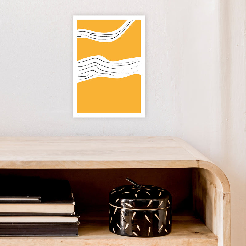 Yellow Lines Neon Funk  Art Print by Pixy Paper A4 Black Frame