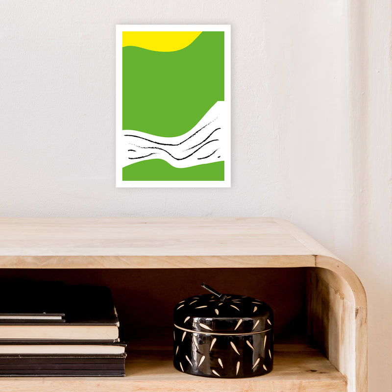 Green Lines Neon Funk  Art Print by Pixy Paper A4 Black Frame