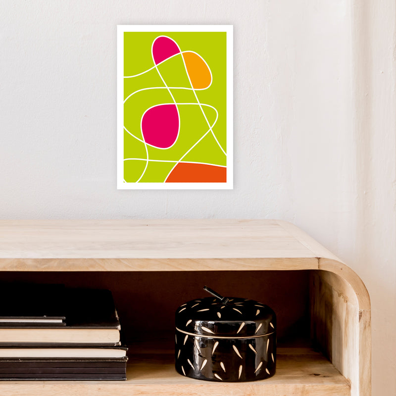 Lime Mess Neon Funk  Art Print by Pixy Paper A4 Black Frame