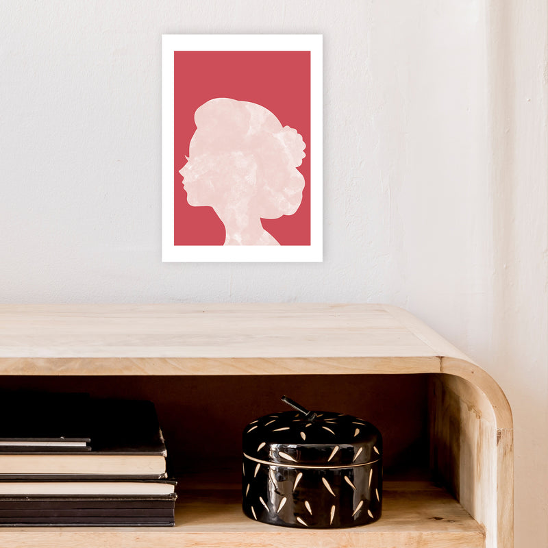 Marble Head Red  Art Print by Pixy Paper A4 Black Frame