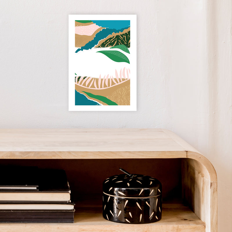 White Mixed Jungle Abstract  Art Print by Pixy Paper A4 Black Frame
