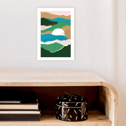 Sun Rising Jungle Abstract  Art Print by Pixy Paper A4 Black Frame