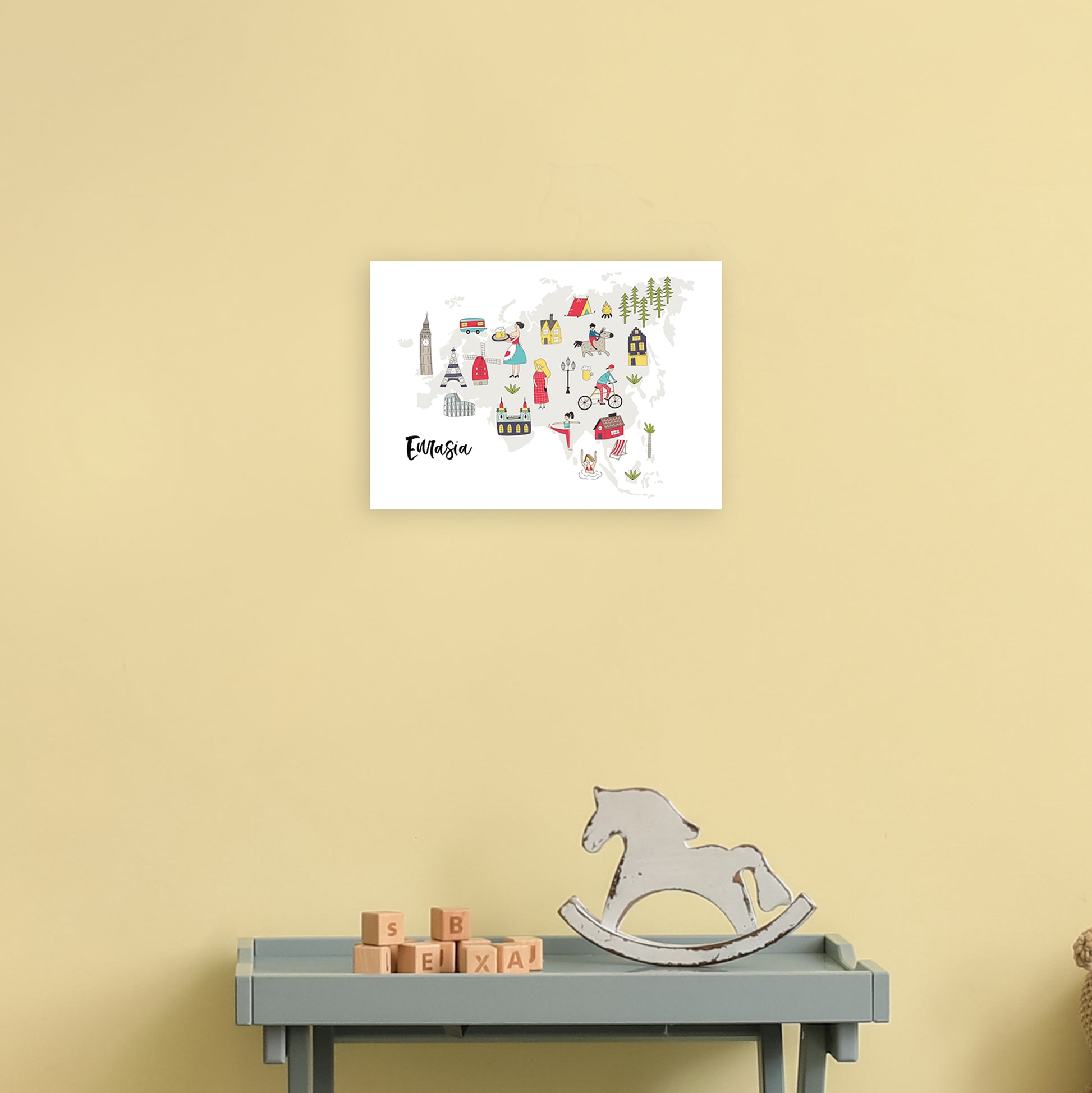 Eurasia Map  Art Print by Pixy Paper A4 Black Frame