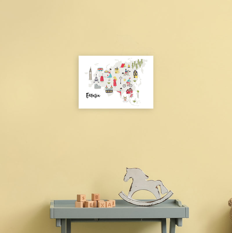 Eurasia Map  Art Print by Pixy Paper A4 Black Frame