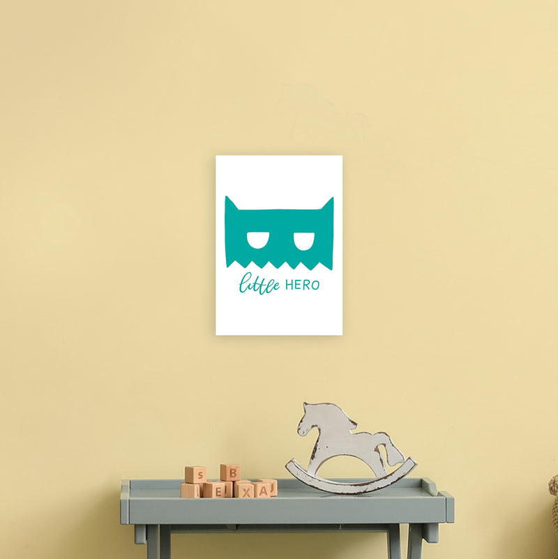 Little Hero Mask Teal Super Scandi  Art Print by Pixy Paper A4 Black Frame