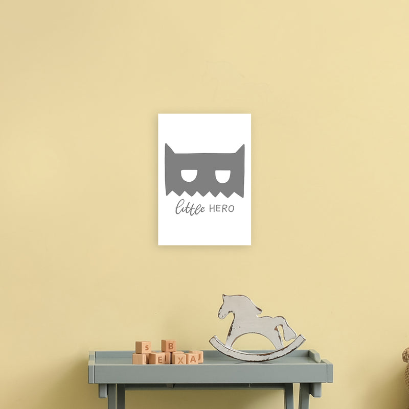 Little Hero Mask Super Scandi Grey  Art Print by Pixy Paper A4 Black Frame