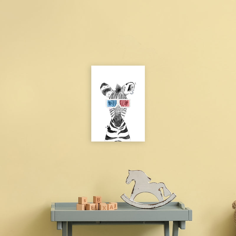 Safari Babies Zebra With Glasses  Art Print by Pixy Paper A4 Black Frame