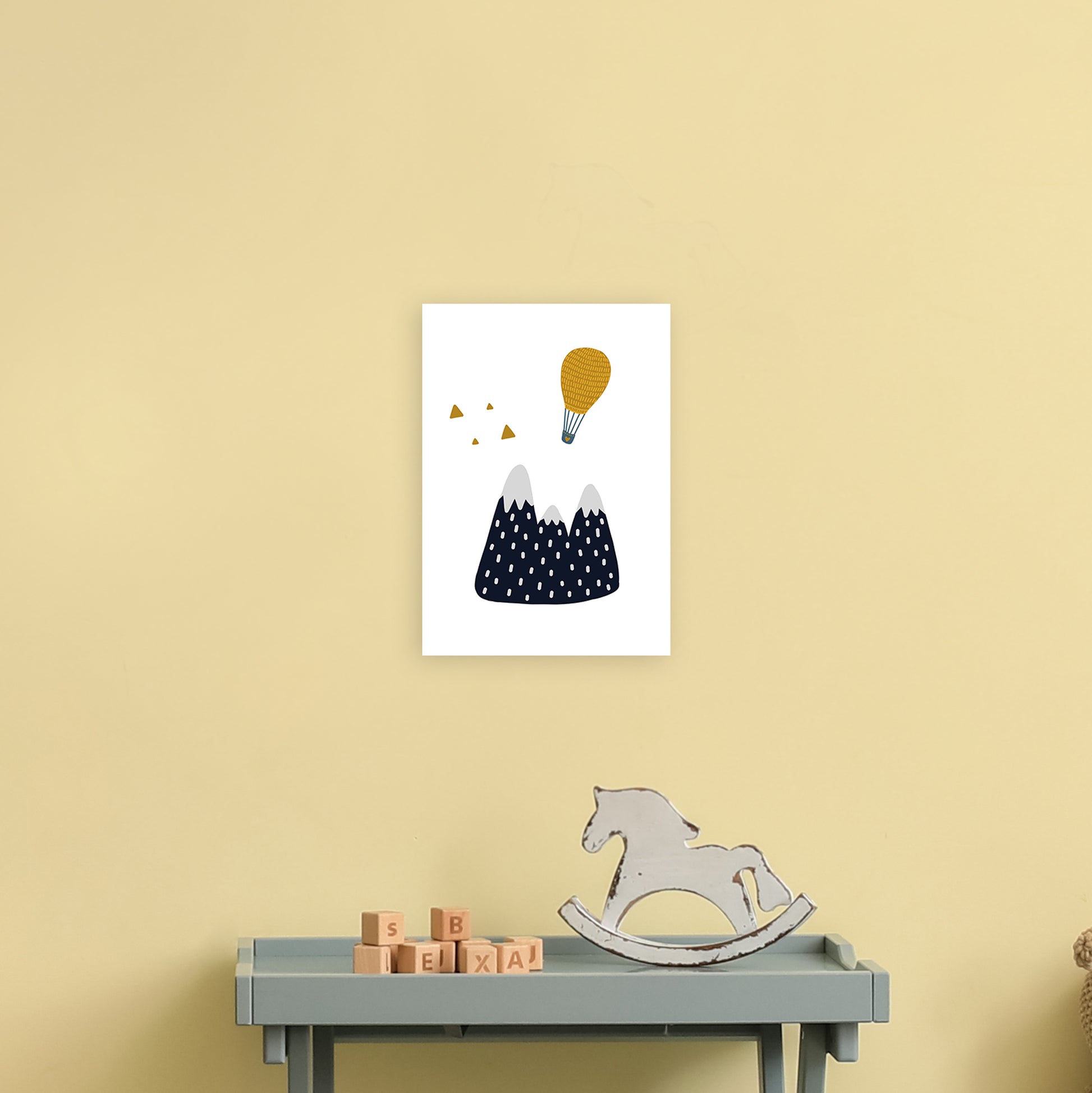 Little Explorer Hot Air Balloon  Art Print by Pixy Paper A4 Black Frame